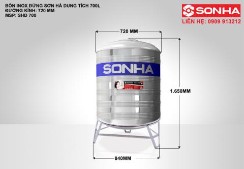 Bồn nước inox 700 lít Sơn Hà chính hãng