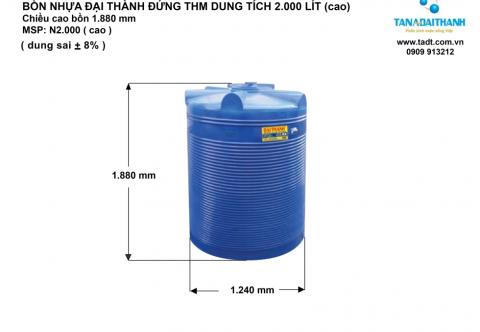 Giá bồn nước nhựa 2000 Lít Đại Thành thế hệ mới. Liên hệ: 0903 737277