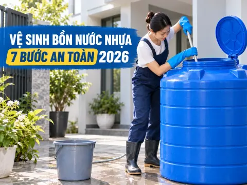 Cách Vệ Sinh Bồn Nước Nhựa Tại Nhà: 7 Bước Sạch Cặn, An Toàn 2026