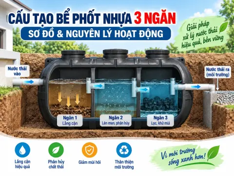 Cấu Tạo Bể Phốt Nhựa 3 Ngăn: Sơ Đồ & Nguyên Lý Hoạt Động