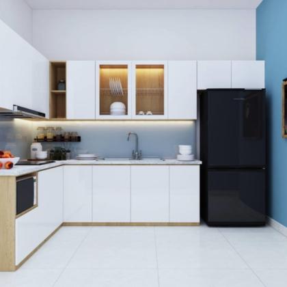 Kệ bếp inox 304 Hwata, cửa gỗ sồi HWGS 04