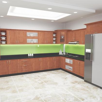 Kệ bếp inox 304 Hwata, cửa gỗ xoan đào HWXD 03