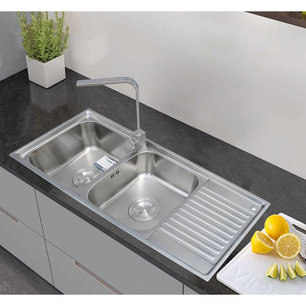 Chậu rửa chén inox 2 ngăn cho gia đình