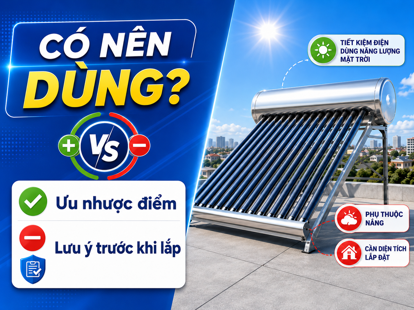 Có nên dùng máy nước nóng năng lượng mặt trời cho gia đình