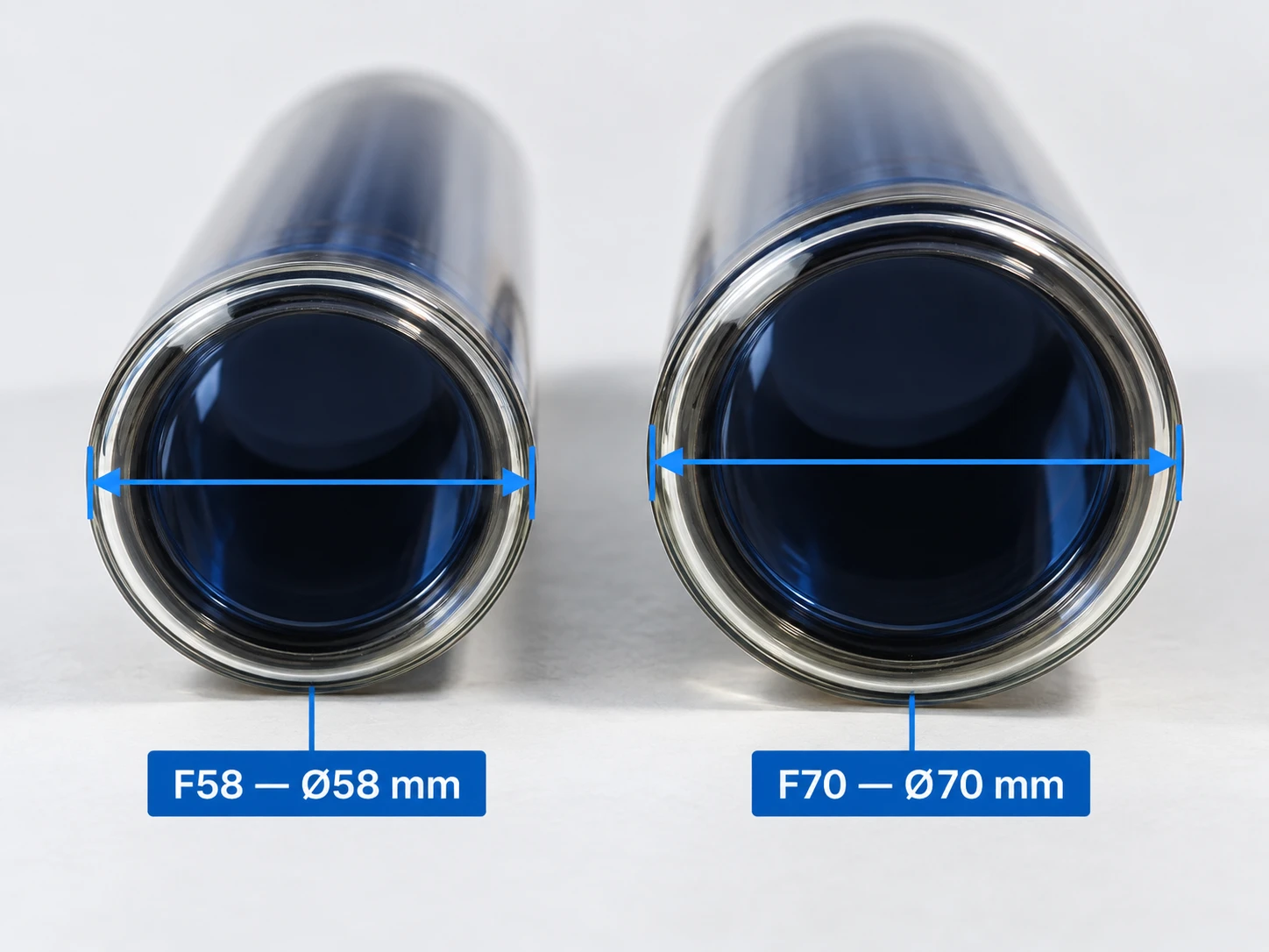 So sánh ống F58 và F70 So sánh kích thước ống năng lượng mặt trời F58 và F70
