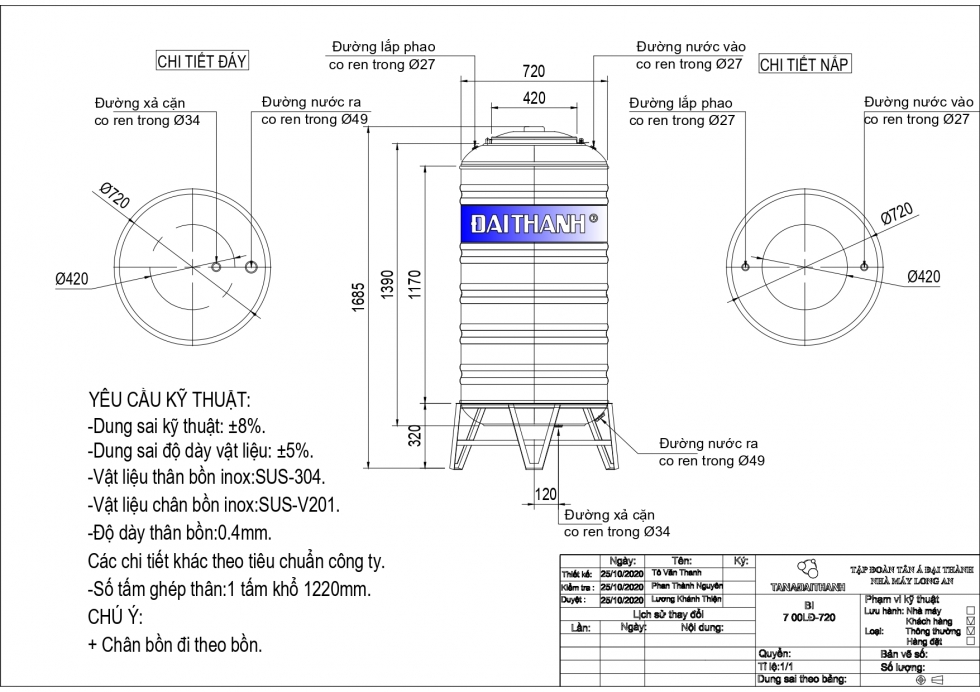 ban ve bon nuoc inox 700 lít dung tan a dai thanh