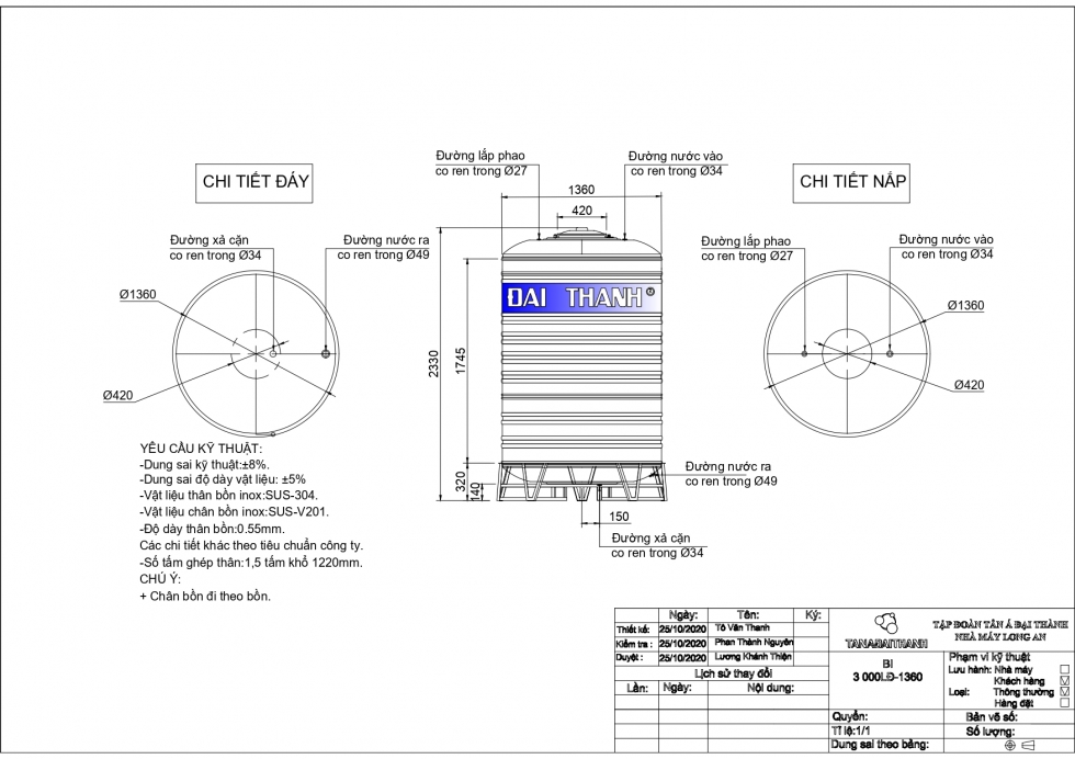 ban ve bon nuoc inox 3000l dung tan a dai thanh