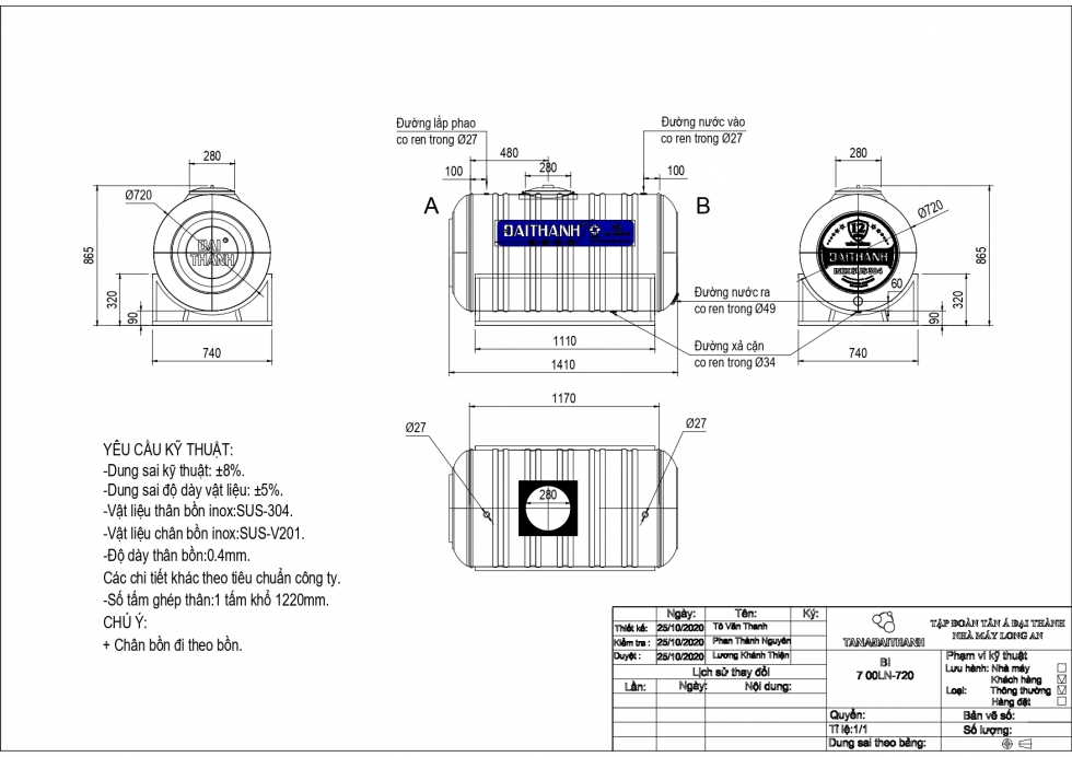 ban ve bon nuoc inox 700l ngang tan a dai thanh