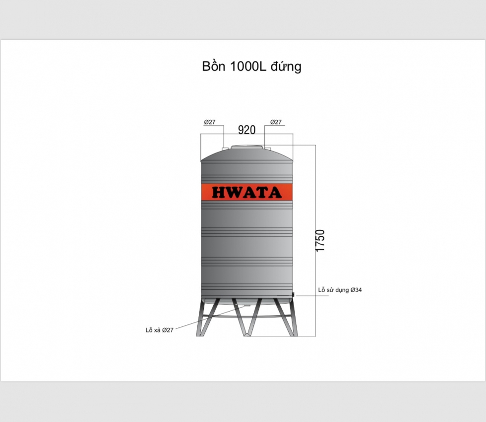 ban ve bon nuoc inox hwata 1000l dung