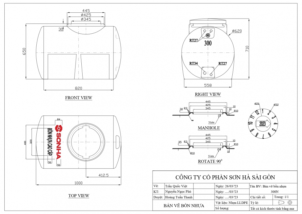 ban ve bon nuoc nhua 300 lit ngang son ha