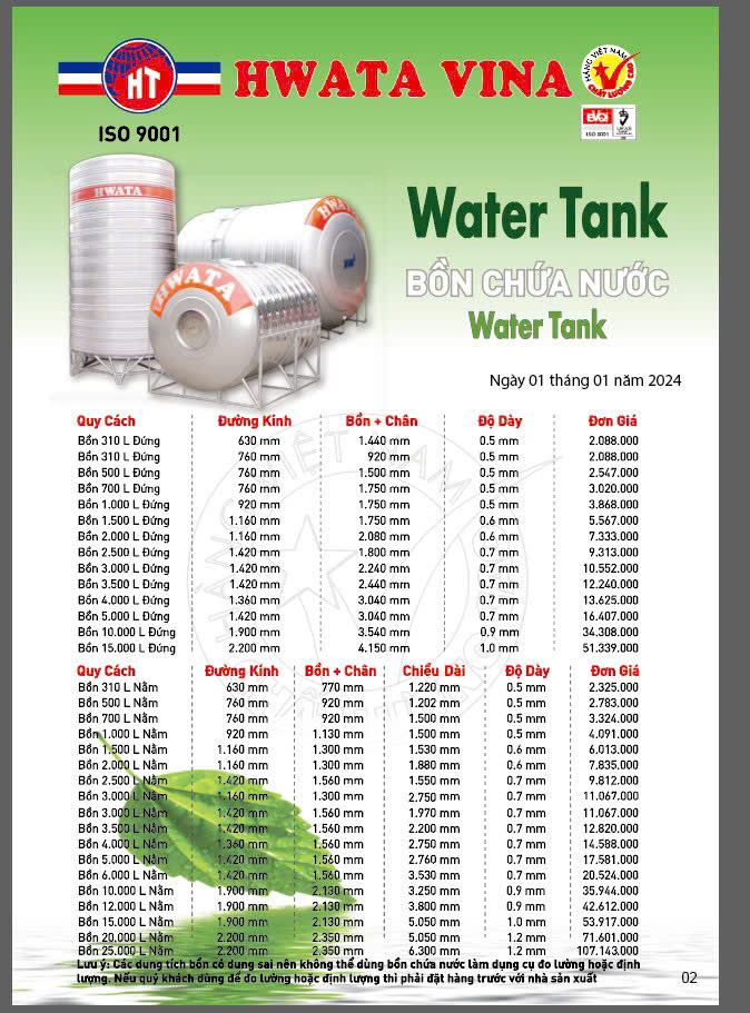 ban gia bon nuoc inox hwata