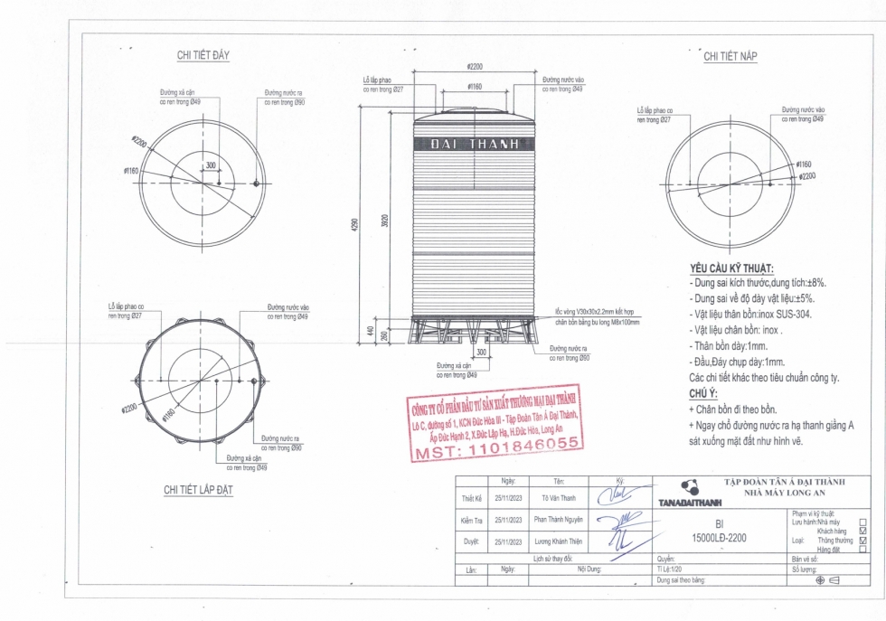 bon nuoc inox dai thanh 15000l dung