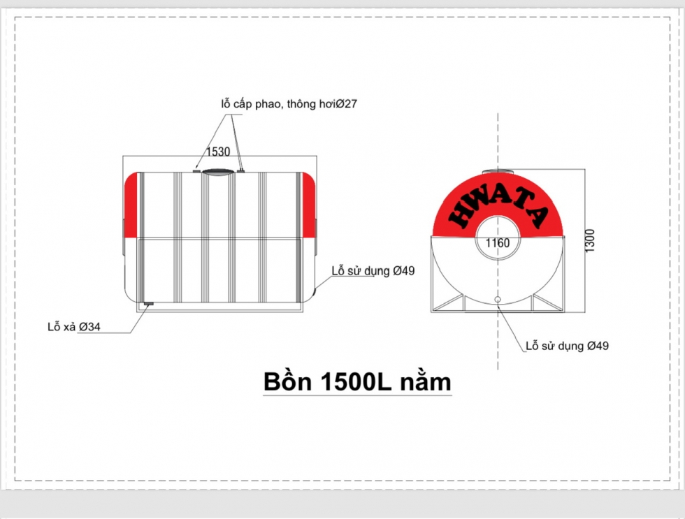 ban ve bon nuoc inox hwata 1500l ngang