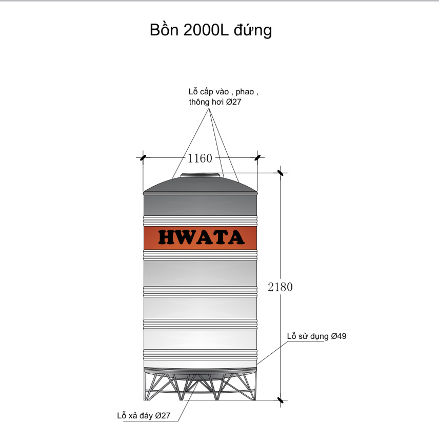 ban ve bon nuoc inox hwata 2000l dung