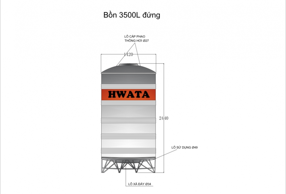 ban ve bon nuoc inox hwata 3500l dung