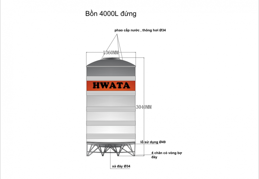 ban ve bon nuoc inox hwata 4000l dung