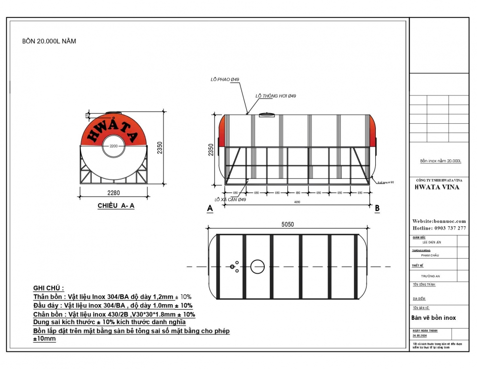 bang ve bon nuoc inox hwata 20 khoi