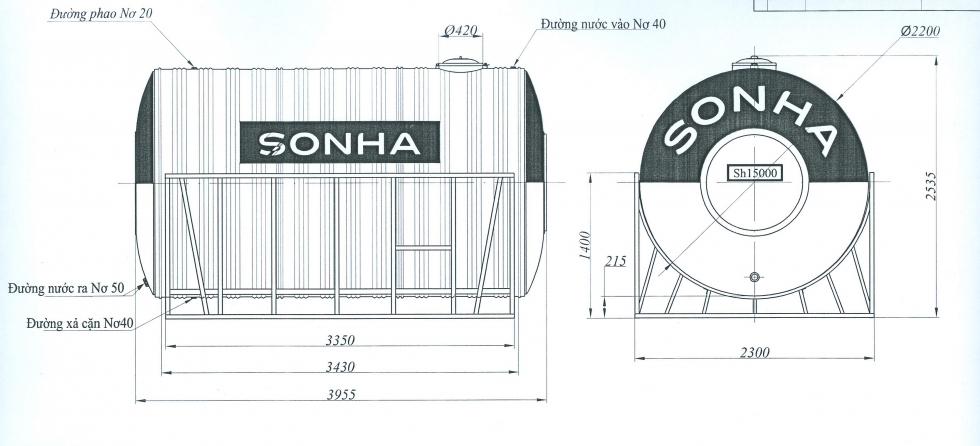 thông số kỹ thuật bồn nước inox sơn hà