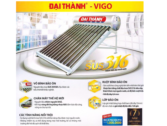 Máy nước nóng năng lượng mặt trời Đại Thành Vigo