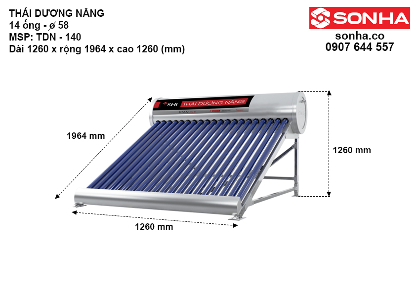 Thông số kỹ thuật của máy nước nóng 140L